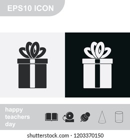 Simple gift flat black and white vector icon.