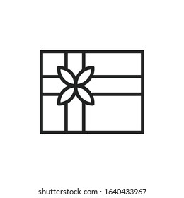 Simple gift line icon. Stroke pictogram. Vector illustration isolated on a white background. Premium quality symbol. Vector sign for mobile app and web sites.