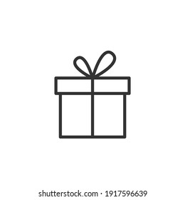 Simple Gift Line Icon. Stroke Pictogram. Vector Illustration Isolated On A White Background.