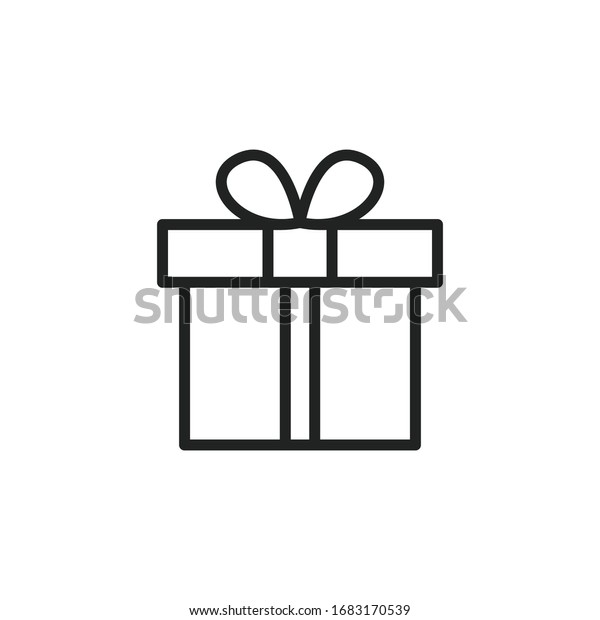 Simple Gift Line Icon Stroke Pictogram Stock Vector (Royalty Free