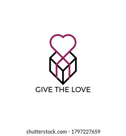 simple gift of love logo vector illutration