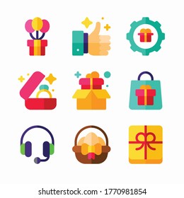 Simple Gift Set Vector line Icons