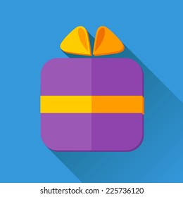 Simple gift vector icon in flat style