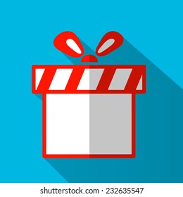 Simple gift vector icon in flat style