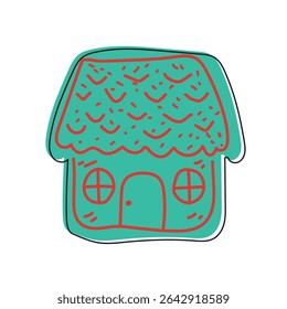 Simple casa de jengibre arte. Ilustración vectorial