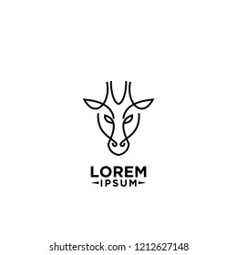 simple giraffe head line logo icon designs vector