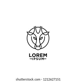 simple giraffe head line logo icon designs vector