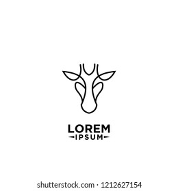 simple giraffe head line logo icon designs vector