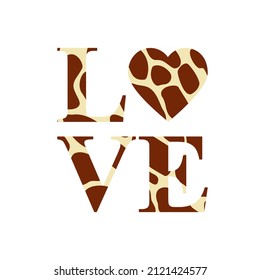 simple giraffe love with heart. Vector illustration. Heart with giraffe.
