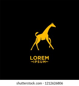 simple giraffe run logo icon designs vector