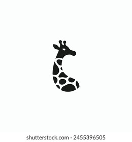 simple giraffe wild animal negative space style logo vector illustration template design