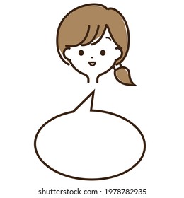 A simple girl's face with various expressions with lines
