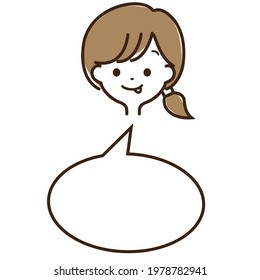 A simple girl's face with various expressions with lines