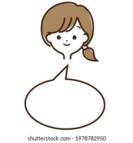 A simple girl's face with various expressions with lines