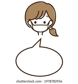 A simple girl's face with various expressions with lines