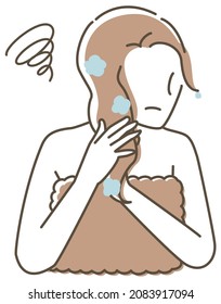 Simple and girly female illustration (worried)