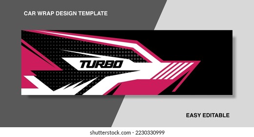 Simple Girly Racing branding Car decal wrap design. Abstract stripe background designs car with dot. EPS 10