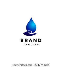 Simple Giving Water Logo Design. Hand Carrying Water Symbol Design.