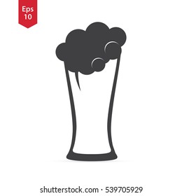 Simple Glass Of Beer Icon. Flat Symbol. Alcohol Sign. Vector Illustration