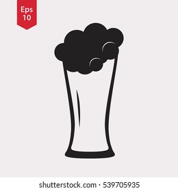 Simple Glass Of Beer Icon. Flat Symbol. Alcohol Sign. Vector Illustration