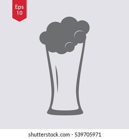 Simple Glass Of Beer Icon. Flat Symbol. Alcohol Sign. Vector Illustration