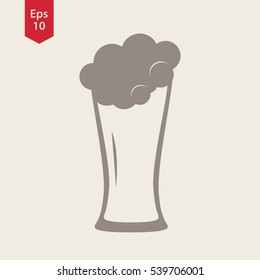 Simple Glass Of Beer Icon. Flat Symbol. Alcohol Sign. Vector Illustration