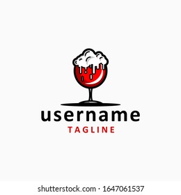 simple glass logo design inspiration . red soda logo design template . red wineglass logo design