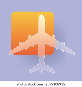 Simple glass morphism commercial plane icon. Aviation vector symbol