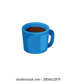Simple glass mug and coffee symbol with shadow detail flat design style art vector