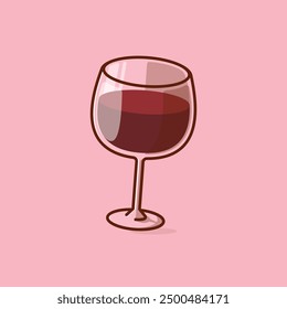 Simple a glass of red wine cartoon vector illustration Collection of drinks concept icon isolated