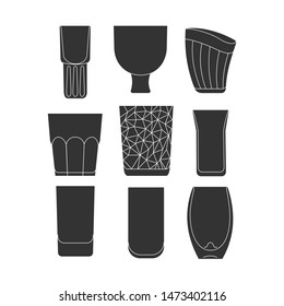 Simple glass set of icons. Vector illustration.