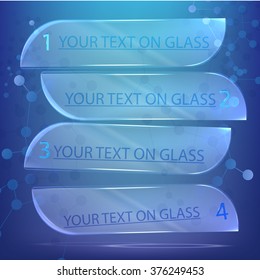 Simple glass sheets with numbers and chemistry pattern on background