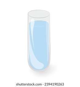 Einfache Glasvase in Form eines Labortests mit Wasser. Behälter für flüssige und blühende Stoffe