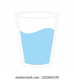 Simple glass of water illustration with transparent glass and blue colored water.