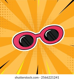 Simple glasses pop art comic icon illustration