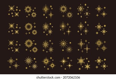 It is a simple glitter set (golden light on a black background) that passes through.Easy-to-use vector data.