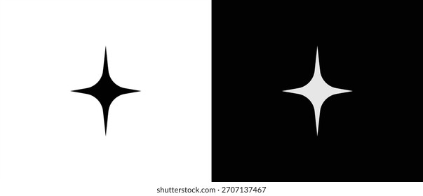 Simple glittering icons, Sparkling star icons in flat style. Artificial Intelligence symbol. Sparkling star signs vector illustration in transparent and black background. 