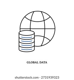 Simple Global Data globe storage icon for social media, app, and web design. Vector illustration, Eps 10.