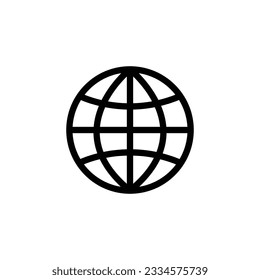 simple global icon, flet icon global line art black