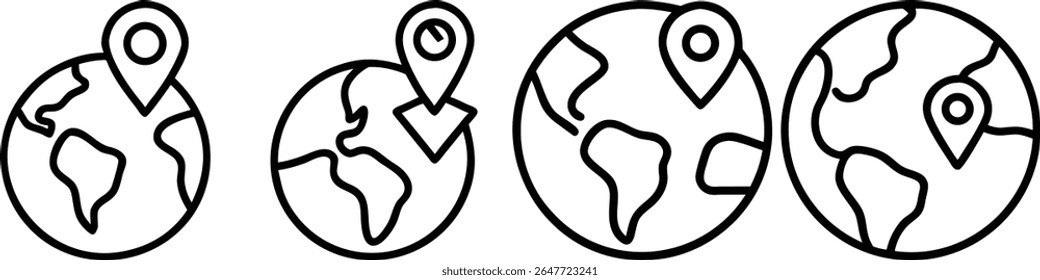 Simple global location icons for navigation.