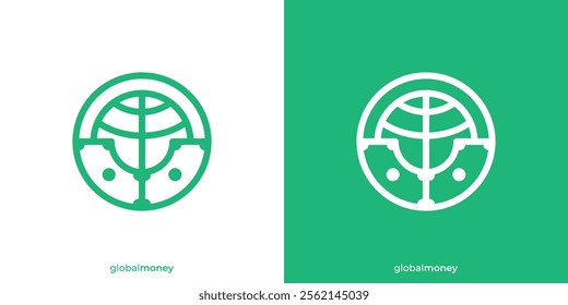 Simple Global Money Logo Design Template.. Money Cash and Globe Icon Graphic, Suitable for Business Company.