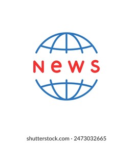 simple icono de noticias globales como los medios de comunicación. esquema simple tendencia gráfica diseño abstracto moderno generador de noticias elemento de logotipo aislado en blanco. concepto de intercambio rápido y fácil de información importante