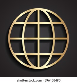 simple globe 3d shape on dark background/ vector illustration