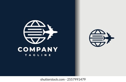 the simple globe airplane logo