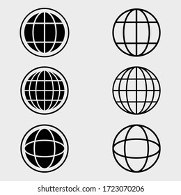 Simple globe design. set of globe icon. Vector illustration.