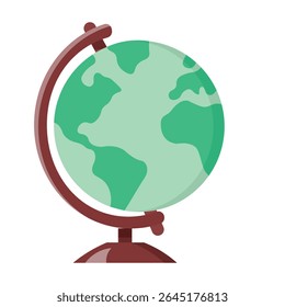 Globo simples com continentes verdes em um estilo de vetor plano. Ideal para infográficos geográficos, educacionais ou de conceito global.