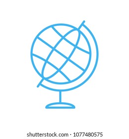 Simple globe icon. Blue line globe vector icon