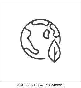 Simple globe icon flat design with symbol of leaf or nature,etc