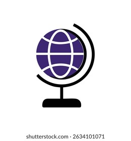 Icono de globo simple en una ilustración de fondo blanco