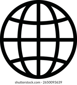 A simple globe icon represents global connection isolated on white background.